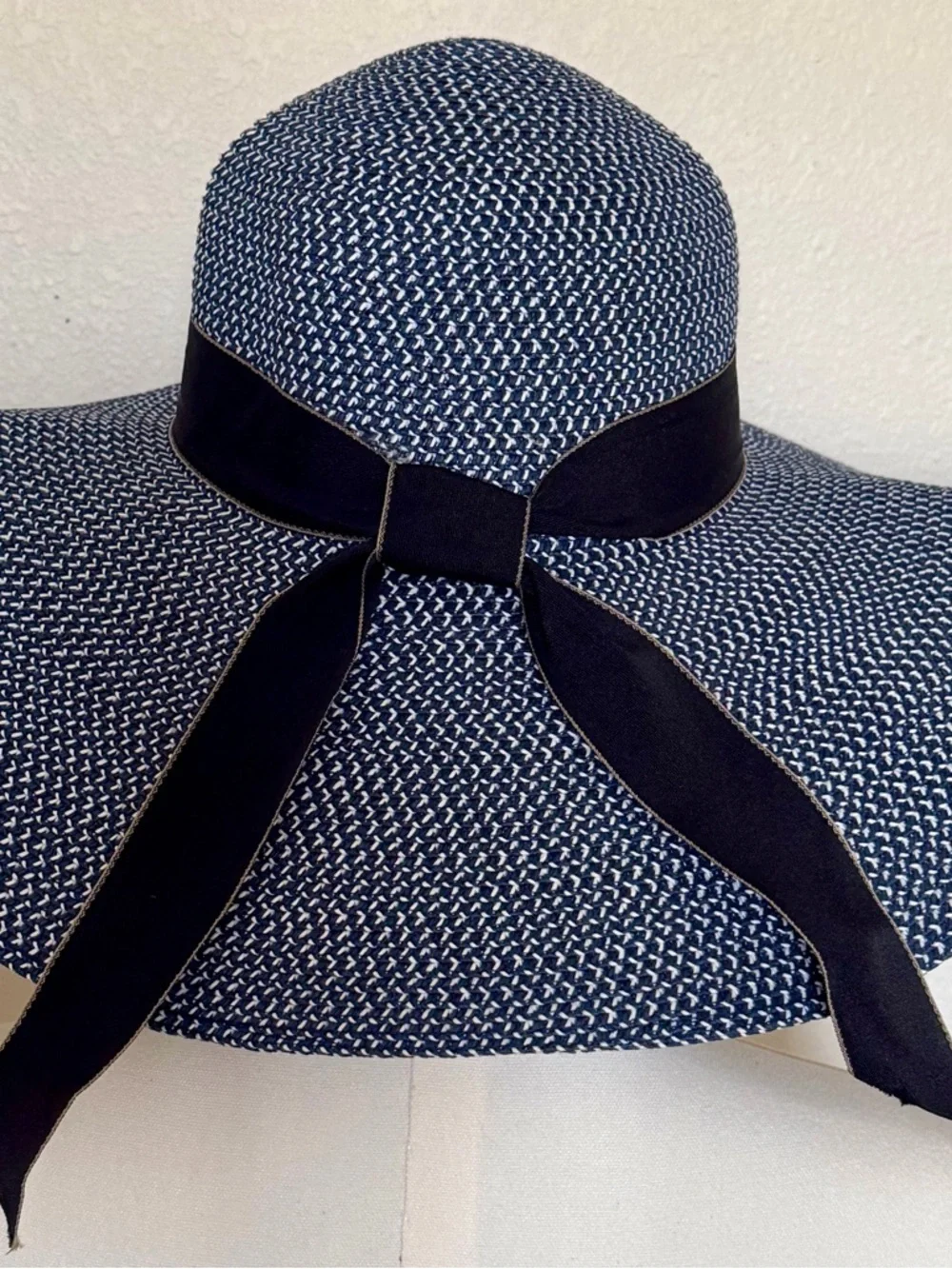 Bundle! - Two Wide Brim Sun Hats- Black Ribbon Trim - Tan and Navy - Picture 7 of 7